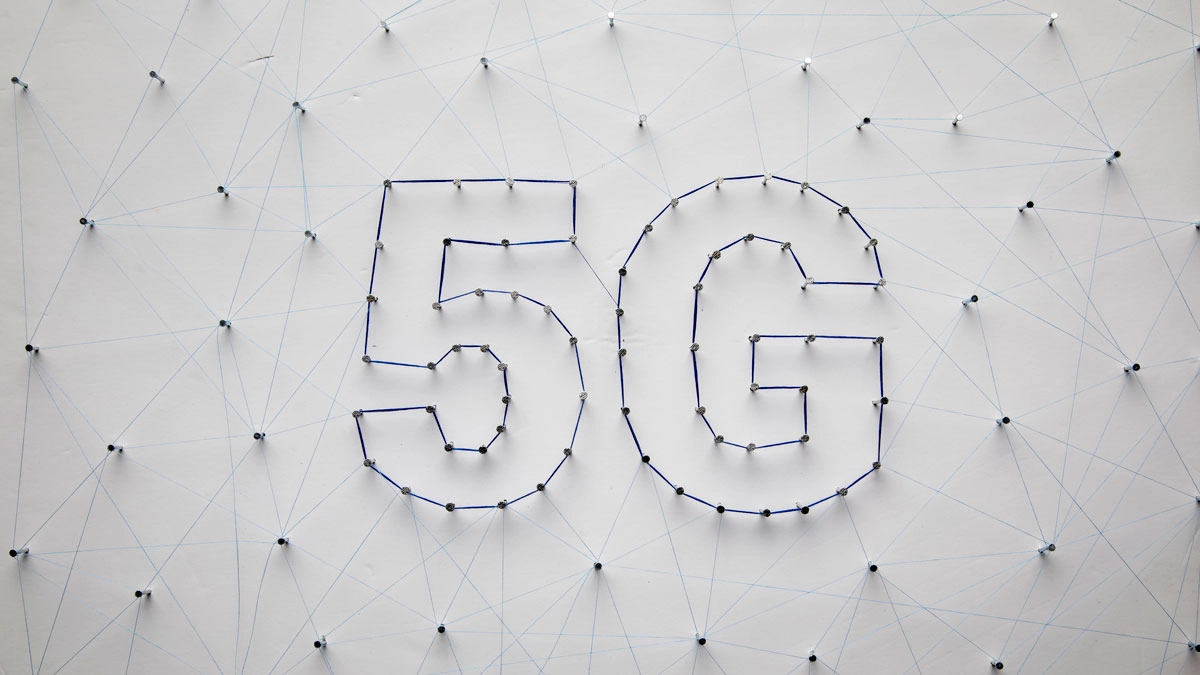 An illustration depicting the 5G network with connected lines symbolizing network coverage