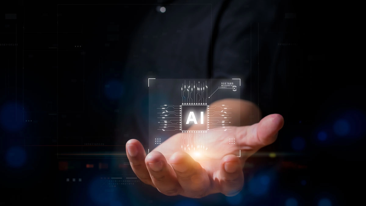 An outstretched hand supporting a bright orb, depicting the integration of AI technology in everyday life.